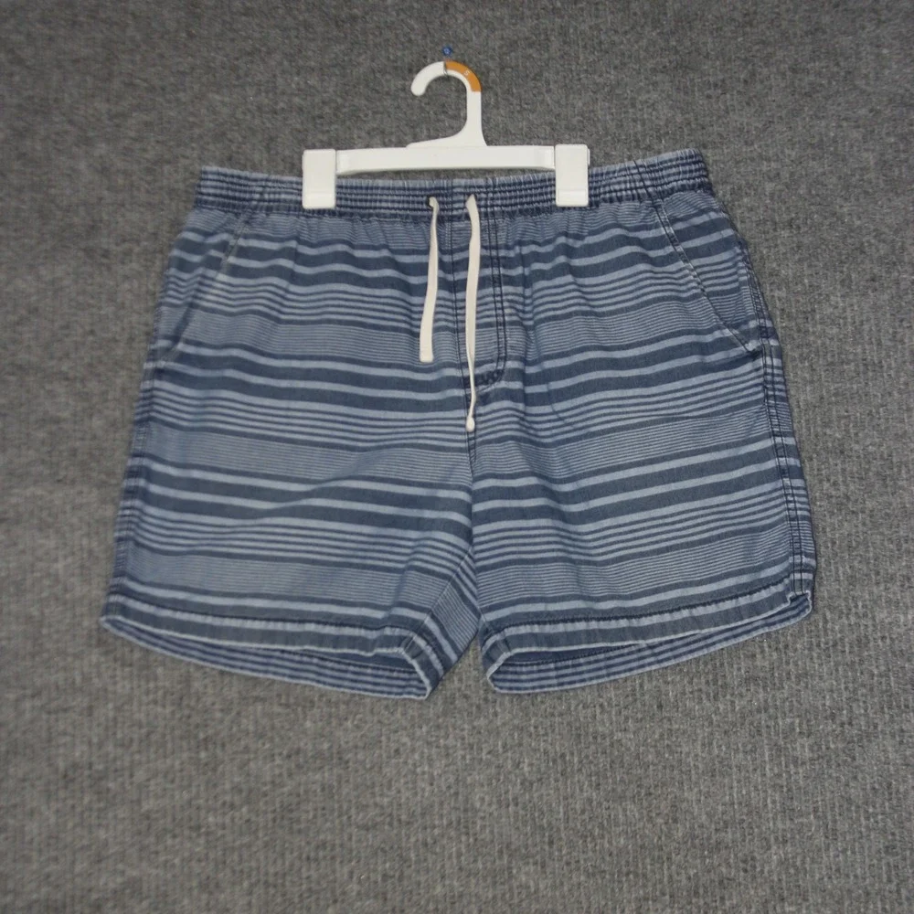 J Crew Swim Trunks Mens L Striped Elastic‎ Waist Drawstring Beach Summer Shorts
